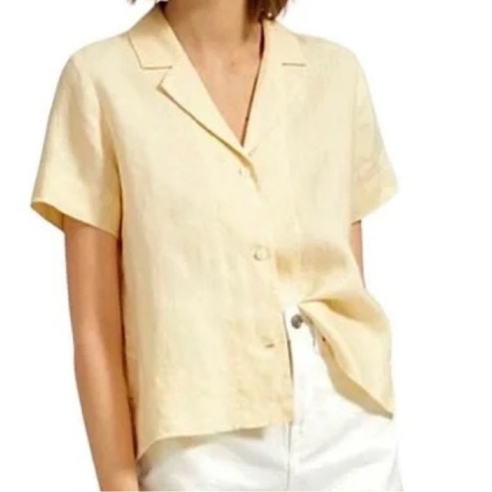 NWT Everlane notch linen boxy blouse banana yellow size 2 XSmall